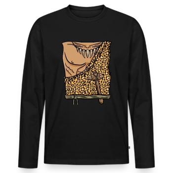 Caveman Costume Halloween - Men's Premium Organic Long Sleeve Shirt - black - Front - Nico (187cm)