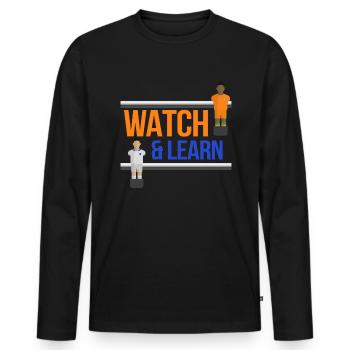 Watch and Learn Drehfußball Kickern - Männer Premium Bio Langarmshirt - Schwarz - Vorne - Nico (187cm)