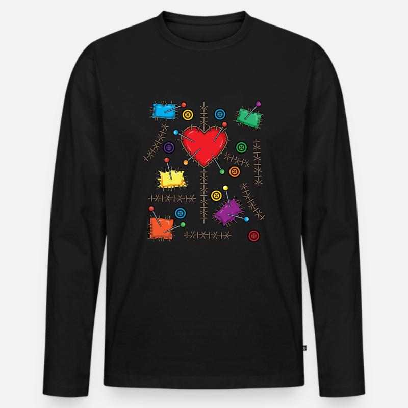 Voodoo Puppe Kostüm Halloween - Männer Premium Bio Langarmshirt - Schwarz
