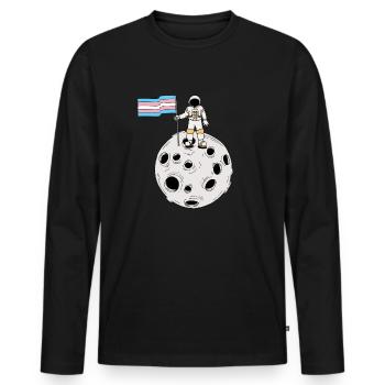 Drapeau de la Fierté trans de l’astronaute transgenre - T-shirt manches longues Premium bio Homme - noir - Devant - Nico (187cm)