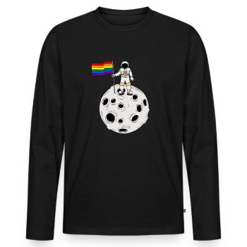 Astronaute gay LGBT Gay Pride Drapeau - T-shirt manches longues Premium bio Homme - noir - Devant - Nico (187cm)