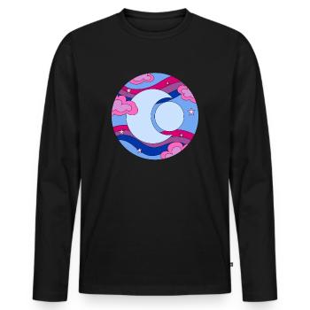 Fierté bisexuelle De la Lune de l’espace bisexuelle - T-shirt manches longues Premium bio Homme - noir - Devant - Nico (187cm)