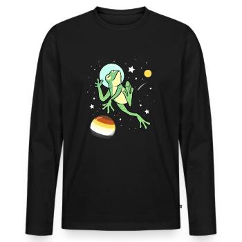 Frosch Astronaut Gay Bear Pride - Männer Premium Bio Langarmshirt - Schwarz - Vorne - Nico (187cm)