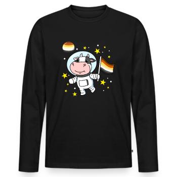 Kuh Astronaut Gay Bear Pride - Männer Premium Bio Langarmshirt - Schwarz - Vorne - Nico (187cm)