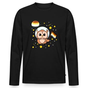 Eule im Weltraum Gay Bear Pride - Männer Premium Bio Langarmshirt - Schwarz - Vorne - Nico (187cm)