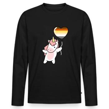 Einhorn Herzballon Gay Bear - Männer Premium Bio Langarmshirt - Schwarz - Vorne - Nico (187cm)