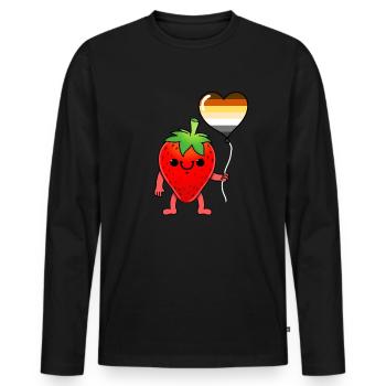 Strawberry Heart Balloon Gay Bear - Men's Premium Organic Long Sleeve Shirt - black - Front - Nico (187cm)