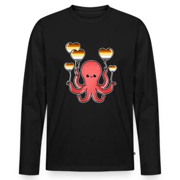 Oktopus Ballon Gay Bear Pride - Männer Premium Bio Langarmshirt - Schwarz - Vorne - Nico (187cm)