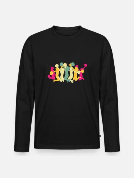 Cheerleading Retro Cheerleader - Männer Premium Bio Langarmshirt - Schwarz