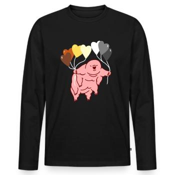 Bärtierchen Herzballon Gay Bear - Männer Premium Bio Langarmshirt - Schwarz - Vorne - Nico (187cm)