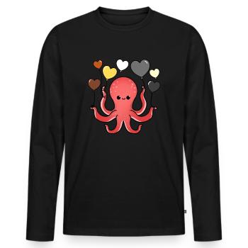 Oktopus Herzballon Gay Bear Pride - Männer Premium Bio Langarmshirt - Schwarz - Vorne - Nico (187cm)