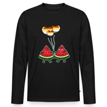 Wassermelonen Paar Gay Bear Pride - Männer Premium Bio Langarmshirt - Schwarz - Vorne - Nico (187cm)