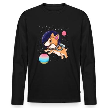 Fierté de l’astronaute Corgi Genderflux - T-shirt manches longues Premium bio Homme - noir - Devant - Nico (187cm)