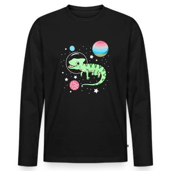Caméléon Astronaute Genderflux Pride - T-shirt manches longues Premium bio Homme - noir - Devant - Nico (187cm)