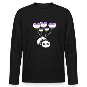 Panda Genderqueer Pride - T-shirt manches longues Premium bio Homme - noir - Devant - Nico (187cm)