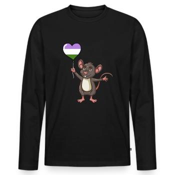 Maus Herzballon Genderqueer Pride - Männer Premium Bio Langarmshirt - Schwarz - Vorne - Nico (187cm)