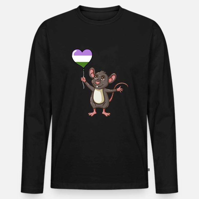 Maus Herzballon Genderqueer Pride - Männer Premium Bio Langarmshirt - Schwarz