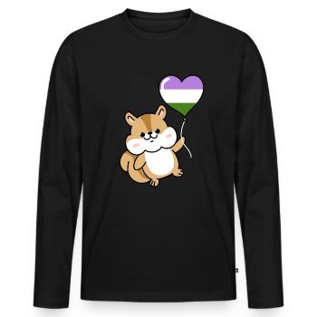 Ballon cœur d’écureuil Genderqueer - T-shirt manches longues Premium bio Homme - noir - Devant - Nico (187cm)