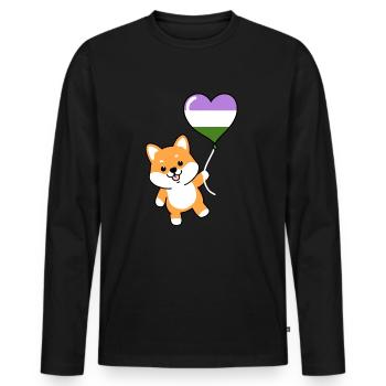 Shiba Inu Herzballon Genderqueer - Männer Premium Bio Langarmshirt - Schwarz - Vorne - Nico (187cm)