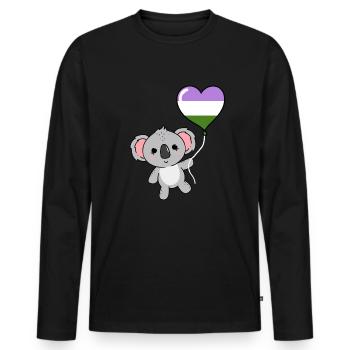 Koala Heart Balloon Genderqueer Pride - T-shirt manches longues Premium bio Homme - noir - Devant - Nico (187cm)