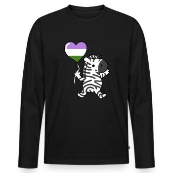 Zebra Herzballon Genderqueer Pride - Männer Premium Bio Langarmshirt - Schwarz - Vorne - Nico (187cm)