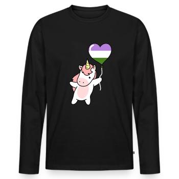 Unicorn Heart Balloon Genderqueer Pride - T-shirt manches longues Premium bio Homme - noir - Devant - Nico (187cm)