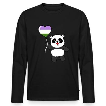 Panda Genderqueer Pride Heart Balloon - Men's Premium Organic Long Sleeve Shirt - black - Front - Nico (187cm)