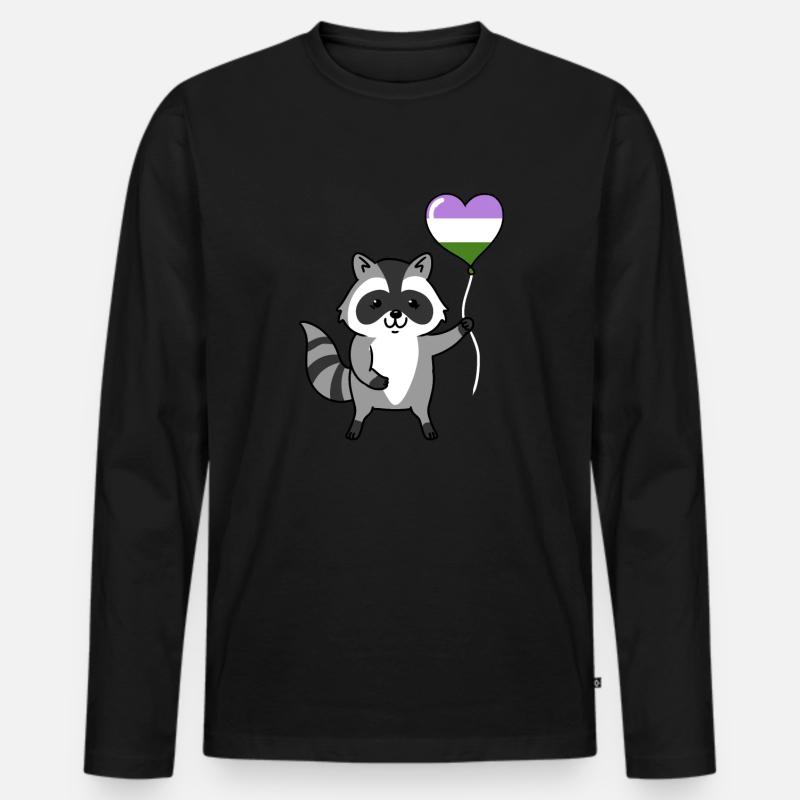 Waschbär Herzballon Genderqueer Pride - Männer Premium Bio Langarmshirt - Schwarz