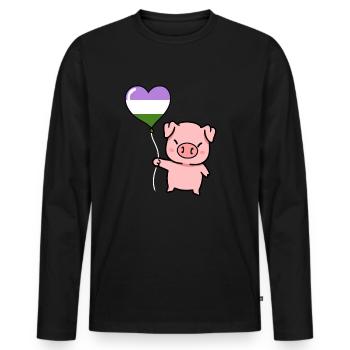 Schwein Herzballon Genderqueer Pride - Männer Premium Bio Langarmshirt - Schwarz - Vorne - Nico (187cm)