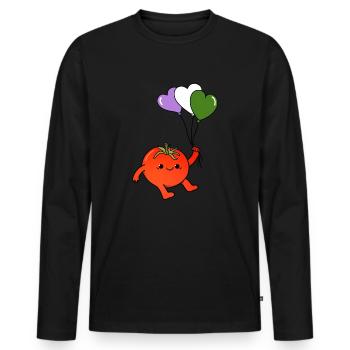 Tomato Heart Balloon Genderqueer Pride - T-shirt manches longues Premium bio Homme - noir - Devant - Nico (187cm)