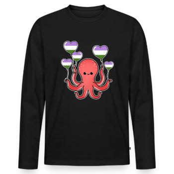 Octopus Balloon Genderqueer Pride - T-shirt manches longues Premium bio Homme - noir - Devant - Nico (187cm)