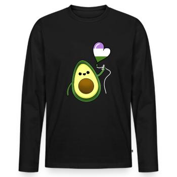 Avocado Herzballon Genderqueer Pride - Männer Premium Bio Langarmshirt - Schwarz - Vorne - Nico (187cm)