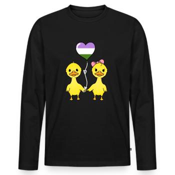 Couple de canards Genderqueer Pride - T-shirt manches longues Premium bio Homme - noir - Devant - Nico (187cm)