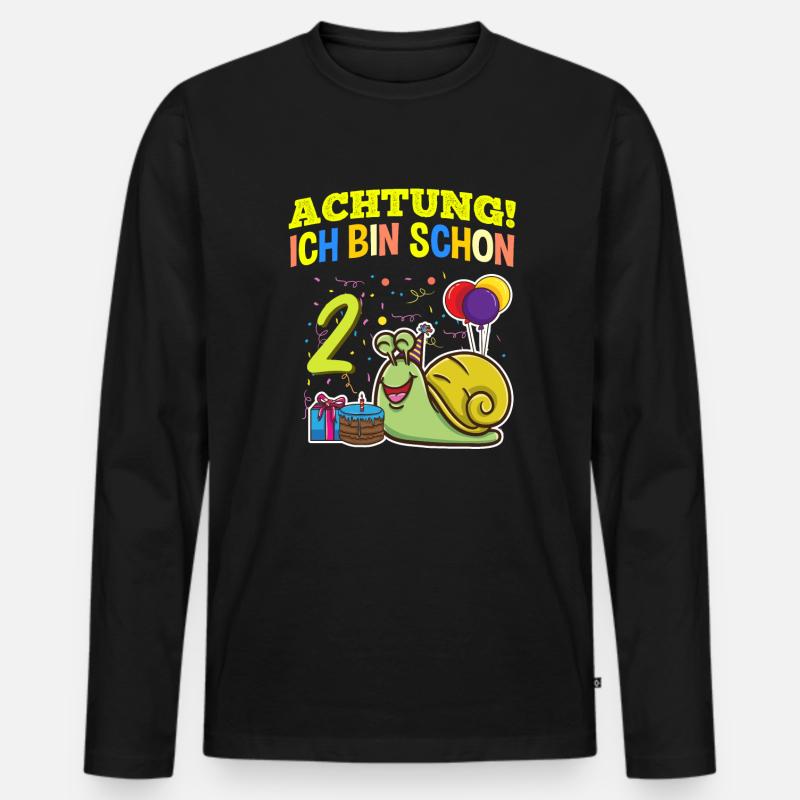 Achtung Ich Bin Schon 2 Geburtstag Schnecke - Männer Premium Bio Langarmshirt - Schwarz