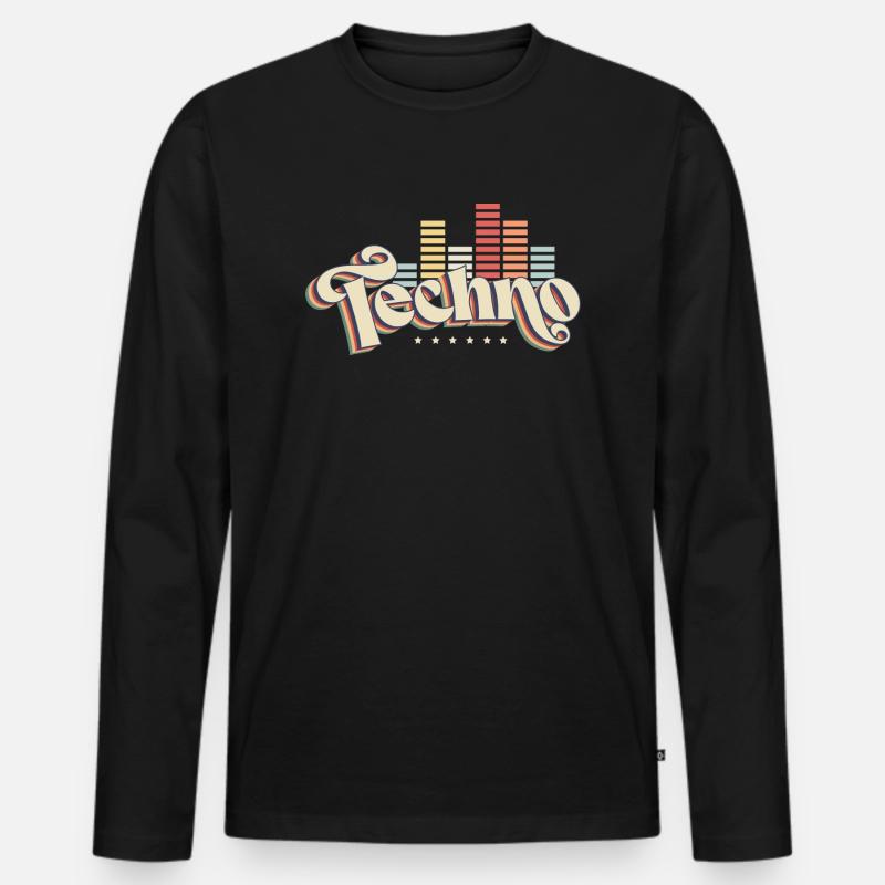 Techno - Männer Premium Bio Langarmshirt - Schwarz