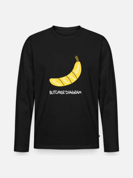 Diagramme de boucher Banane Fruit Fruit - T-shirt manches longues Premium bio Homme - noir