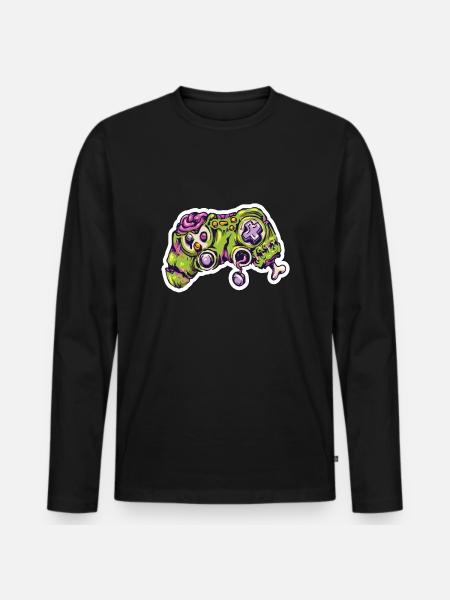 Zombie Joystick Controller Gamer - Men's Premium Organic Long Sleeve Shirt - black