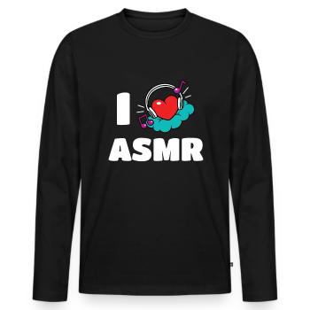 I Love ASMR Herz Kopfhörer - Männer Premium Bio Langarmshirt - Schwarz - Vorne - Nico (187cm)