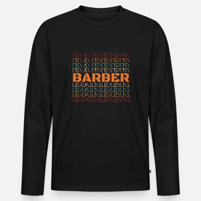 Barber Retro Barber Barbier Bart - Männer Premium Bio Langarmshirt - Schwarz