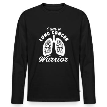 Lung Cancer Warrior Lungenkrebs Krebs - Männer Premium Bio Langarmshirt - Schwarz - Vorne - Nico (187cm)