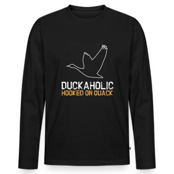 Duckaholic Duck Duck Bird - Men's Premium Organic Long Sleeve Shirt - black - Front - Nico (187cm)