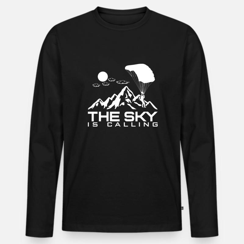The Sky Is Calling Fallschirm - Männer Premium Bio Langarmshirt - Schwarz