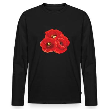 Poppy Poppy Flowers Flora Nature - Men's Premium Organic Long Sleeve Shirt - black - Front - Nico (187cm)