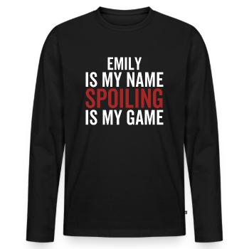 Emily ist mein Name Verderben ist mein Spiel - Männer Premium Bio Langarmshirt - Schwarz - Vorne - Nico (187cm)