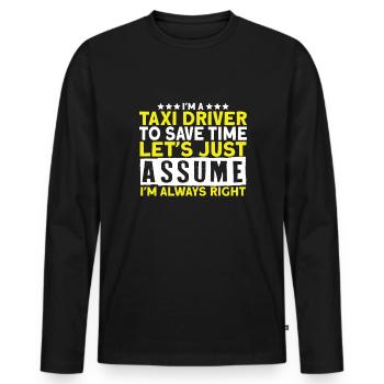 In a Taxi Driver Taxi Taxi Driver - Men's Premium Organic Long Sleeve Shirt - black - Front - Nico (187cm)
