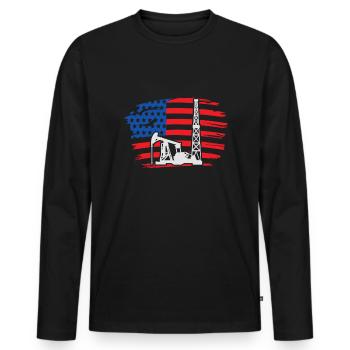 Drilling rig America Oil Drilling Rig - T-shirt manches longues Premium bio Homme - noir - Devant - Nico (187cm)