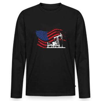 Drilling rig America Oil Drilling Rig - T-shirt manches longues Premium bio Homme - noir - Devant - Nico (187cm)