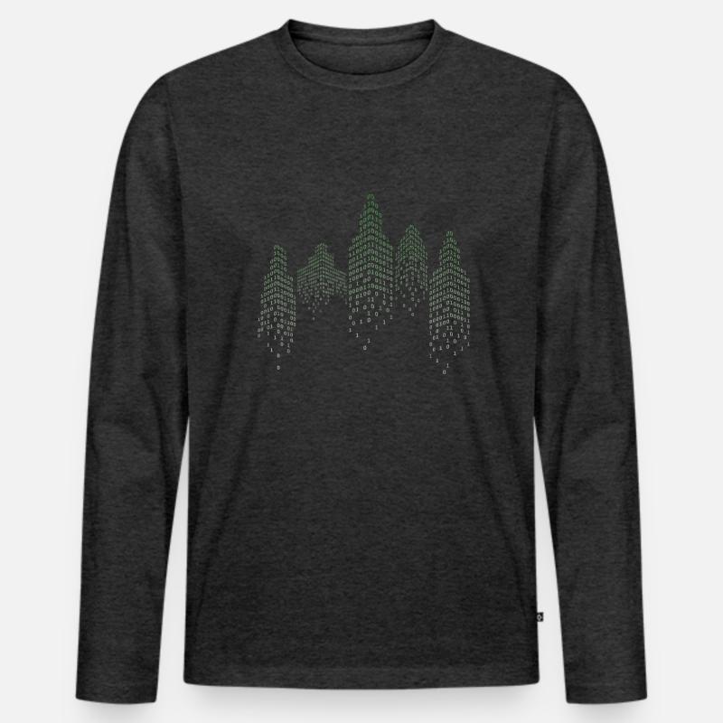 Binary City Computer Scientist Hack Coder T-shirt manches longues Premium bio Homme