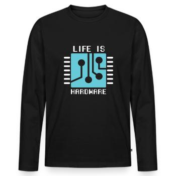 La vie est matériel informaticien Hack Coder - T-shirt manches longues Premium bio Homme - noir - Devant - Nico (187cm)