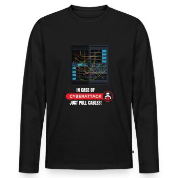En cas de cyberattaque Informaticien - T-shirt manches longues Premium bio Homme - noir - Devant - Nico (187cm)